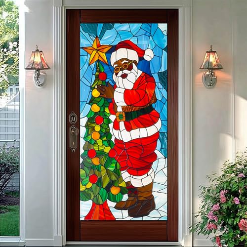 Vinilo decorativo Santa Claus negro 39.3×17.7 in miniatura 1
