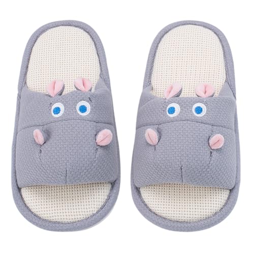 Cute Animal Hippo House Slippers for Women Men Non Slip Cartoon Slides