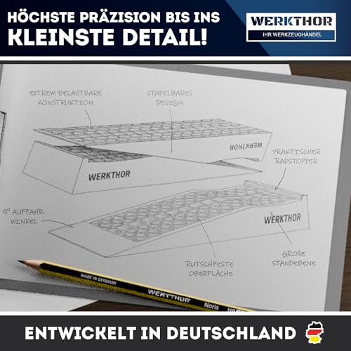 WERKTHOR Auffahrrampe PKW extra flach - [2er Set] Auto Rampe [