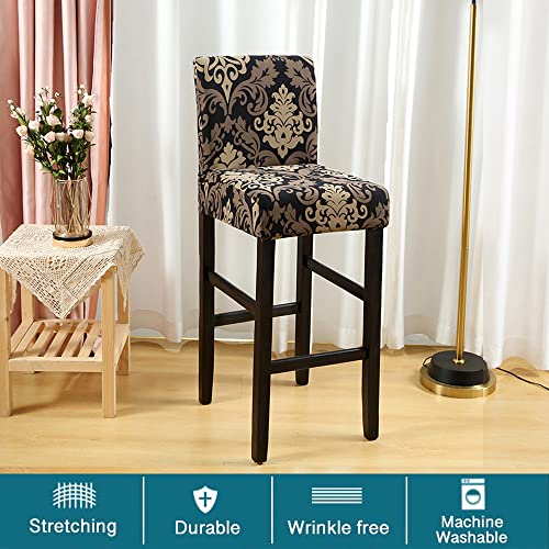 Bar Stool Covers,4 Pack Stretch Bar Stool Covers With Backs Removable Bar Stool Chair Covers Basrstool Covers Slipcovers With Back Pub Counter Height Side Chair Covers With Elastic Bands Black #TOP4