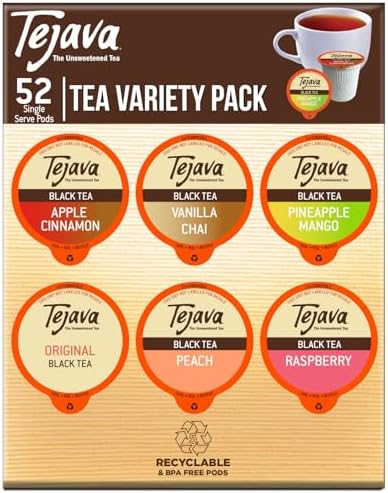 Amazon.com : Tejava Tea Variety Pack, 52ct, 6 Assorted Blends, All ...