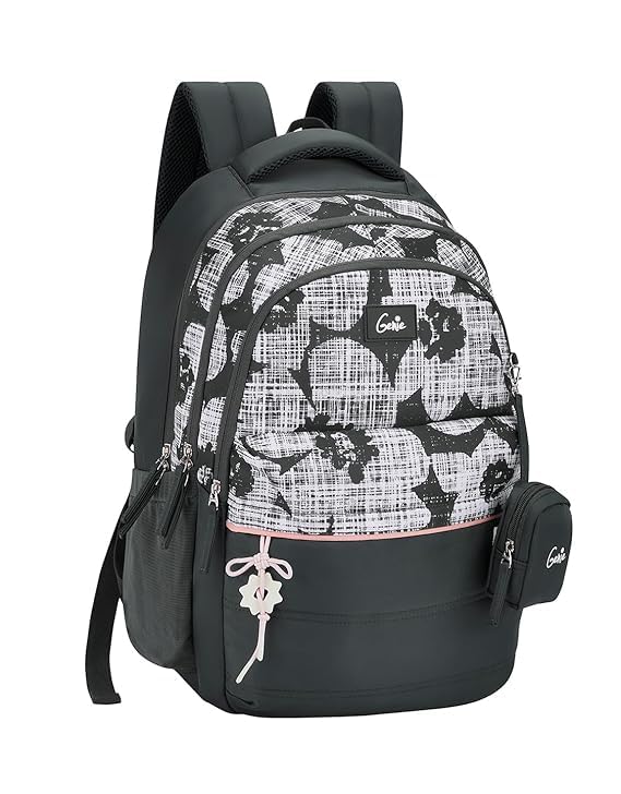 genie Quilsy School Backpack For Girls |19 Inch-40 Litres With Laptop Sleeve, Rain cover, Three Compartments, |Best for Books, Water Bottles, Stationery, Laptop, Lunch Box & Essentials - Dark Grey-picture-18