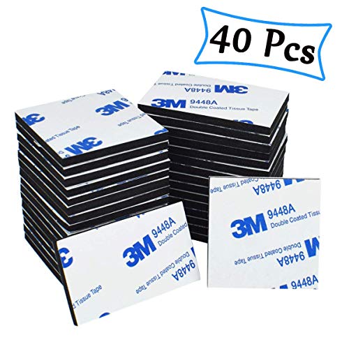 Double Sided Sticky Pads Black, 40 Pcs Adhesive Foam Pads Mounting Pads, Squares and Rectangle