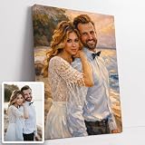 Triangle Déco Retrato personalizado a partir de tu foto estilo pintura al óleo artística Póster Lienzo Plexiglás o Cuadro formato retrato – Regalo original cumpleaños boda pareja familia