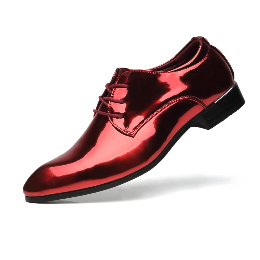 MANLADUO Chaussures en cuir brillant doré à bout pointu pour homme