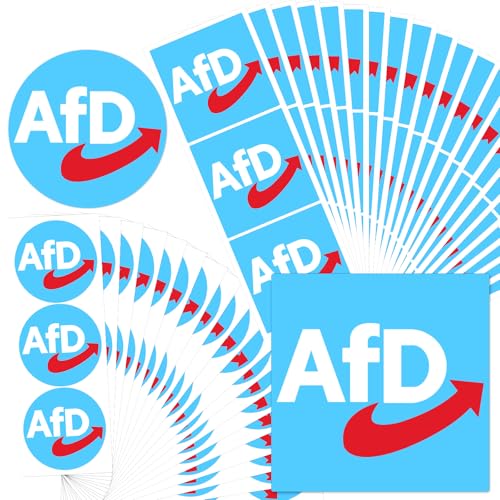 Alethron AFD Sticker 120 Stück AFD Aufkleber Rund 4.5cm AFD Logo Quadrat 7.5cm AFD Logo Neuwahlen AFD Fanartikel Gute Viskosität AFD Fahne für Auto Fenster Motorrad Laptop
