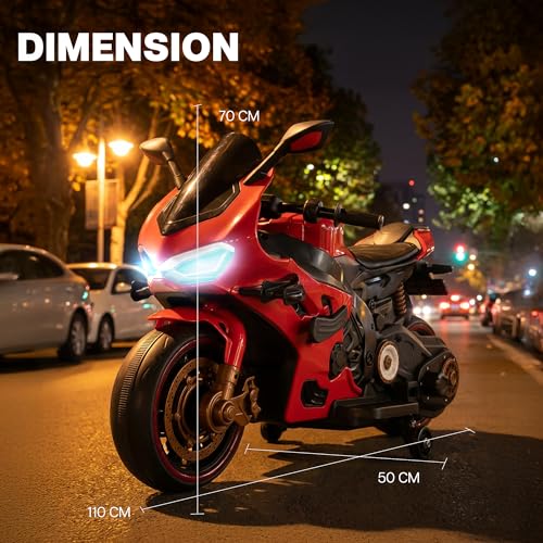 Image of Baybee Roarx Baby Battery Operated Bike for Kids | Ride on Toy with LED Light, Bluetooth & Music | Rechargeable Battery Bikes with Hand Accelerator | Baby Electric Bike for Kids 1 to 5 Years (Red)