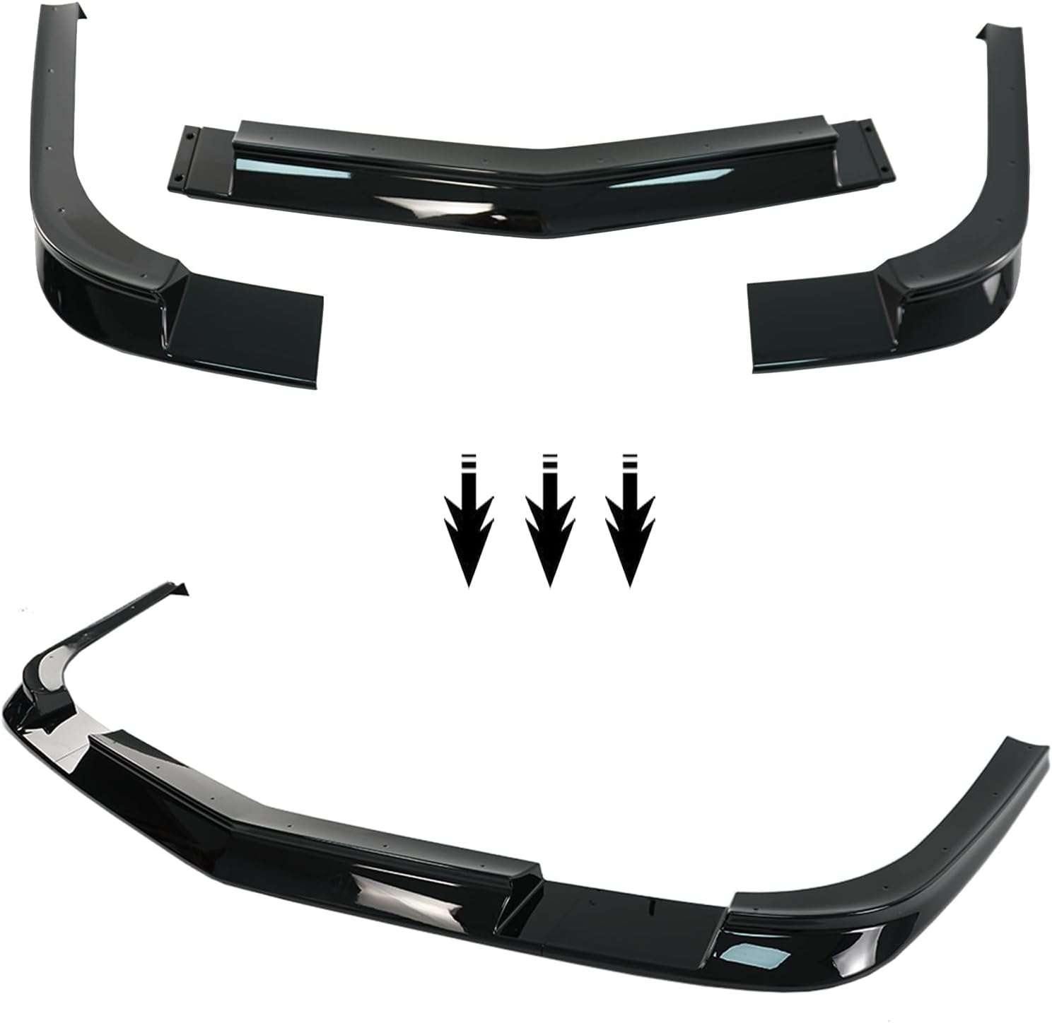 3PCS Front Splitter ZR1 Style Front Bumper Lower Lip for Corvette C5 1997-2004 Front Spoiler Chin (Glossy Black)
