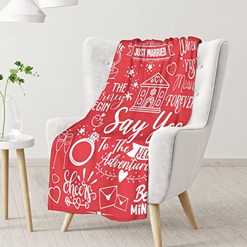 Wedding Throw Blanket - Soft, Fuzzy & Warm - 50x60 Inches Marriage Prayer Blankets for Bride, Groom - Red Modern Throws Gifts for Newlywed Couples