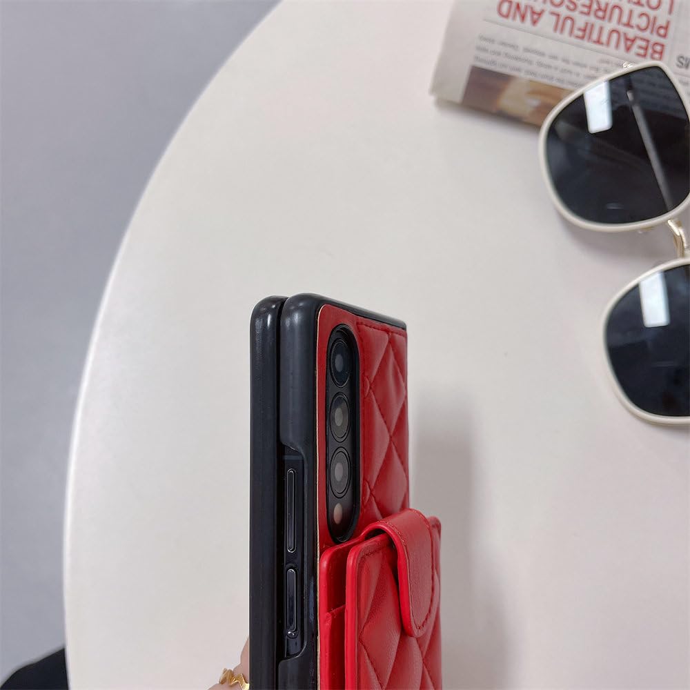 Luksusowe skórzane etui do Samsung Galaxy Z Fold 5 4 3 Fold5 Fold4 Fold3 5G Crossbody, smycz, portfel, etui na telefon, białe, do Galaxy Z Fold5