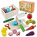 HVDHYY Giochi in Legno Taglio Frutta e Verdura Magnetico Giocattolo Cucina Legno Giocattoli di Simulazione Regalo di Natale Giorno dei Bambini Compleanno Una Sacchetto per 3 Anni Ragazzi e Ragazze