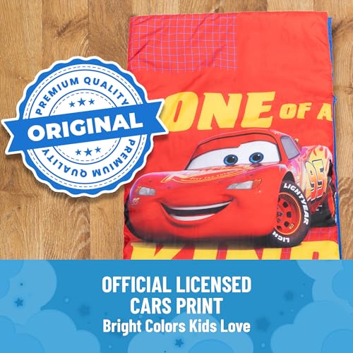 Image of Jay Franco Disney Pixar Cars One of A Kind Slumber Sack - Cozy & Warm Kids Lightweight Slumber Bag /Sleeping Bag - Featuring Lighting McQueen