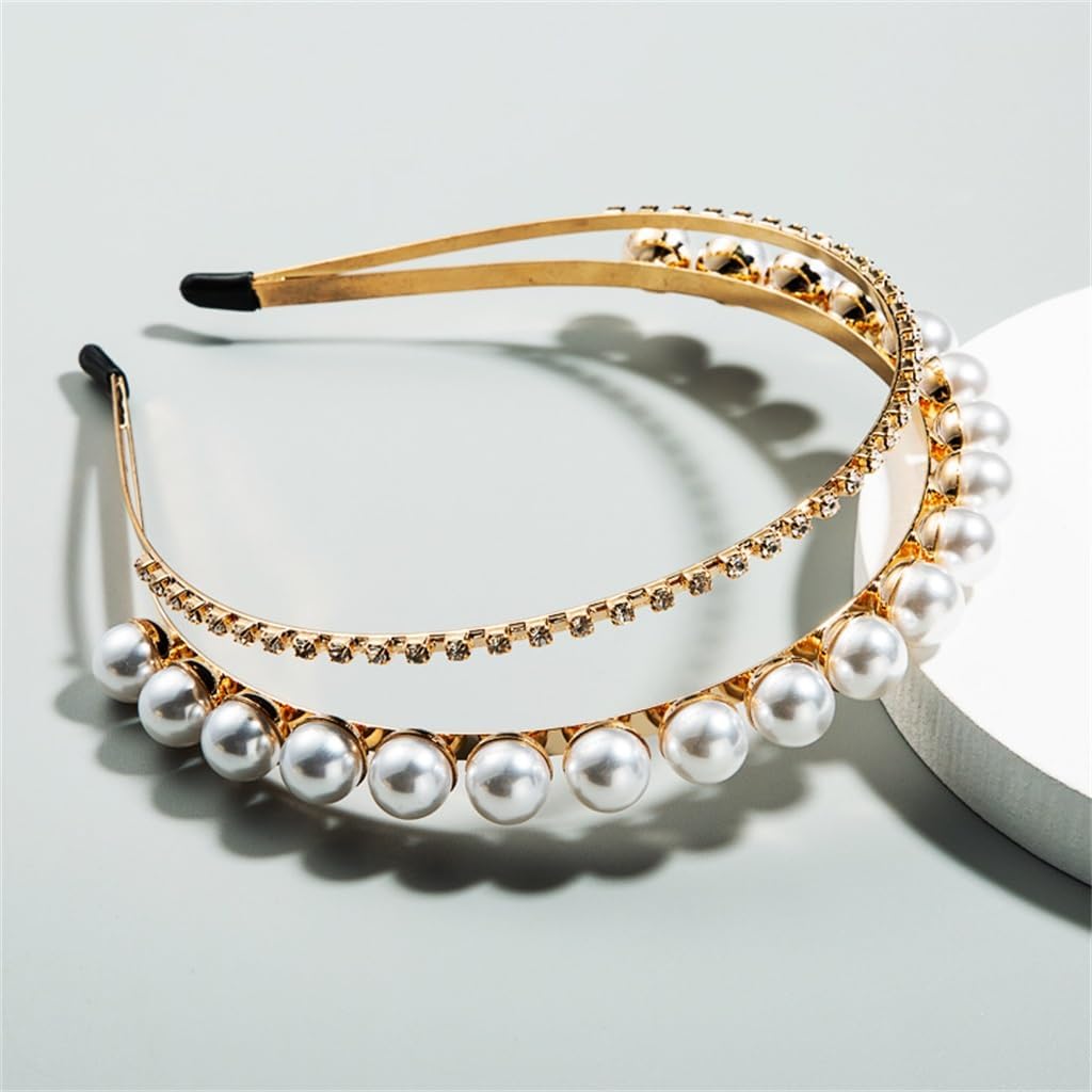 Hair Bands Forestry Pearl Headband Colorful Rhinestone Multi-Layer Accessories