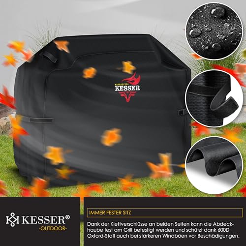 KESSER® Grillabdeckung Wetterfest, Grill Abdeckhaube Gasgrill, Grillhaube Schutzhülle für Weber, Enders, Char Broil, 600D Oxford Gewebe, wasserdicht, UV-beständig, reißfest, 132x66x109cm, Schwarz 5