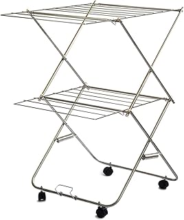 大木製作所 Large Wooden Workshop 00355-5 Laundry Dryer, Indoor Use, Foldable, 2 Tiers, 22.4 x 3.0 x 35.8 inches (57 x 75 x 91 cm), Wheels, Compact Storage, Tower Type, Laundry Hanger