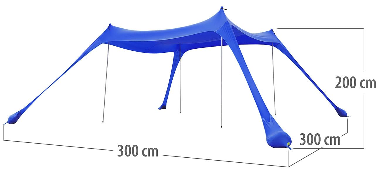 Semptec Urban Survival Technology Sonnensegel: Strandzelt mit UV-Schutz UPF 50+, 4 Stangen, 3 x 3 x 2 m, waschbar (Strandzelt mit Sonnenschutz, für Garten, Strandmuschel)