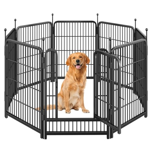 Image of Dog Playpen,Portable Outdoor Dog Fence, Dog Playpen for Large /Medium /Small Dogs, Dog Fences for The Yard,with Doors Foldable Metal (40 inch, 08 Panels)