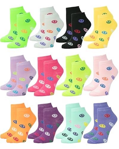 Image of Gelante 12-Pair Women's Ankle Socks, Colorful Comfortable Lightweight Breathable Athletic