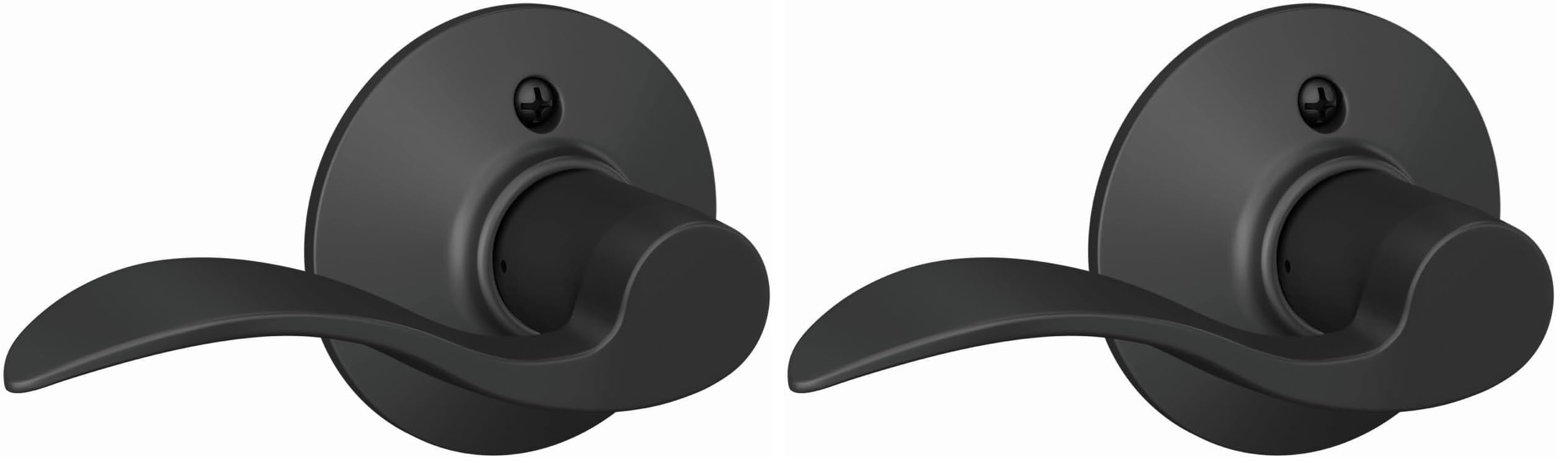 SCHLAGE F170 Acc 622 LH Left Handed Accent Door Lever, One Sided Non-Turning Dummy Door Handle, Matte Black (Pack of 2)