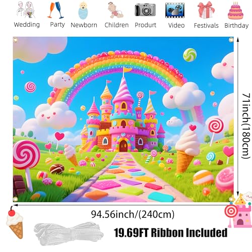 Candyland Fondo Fotográfico 8x6FT con Moño y Ojales miniatura 2
