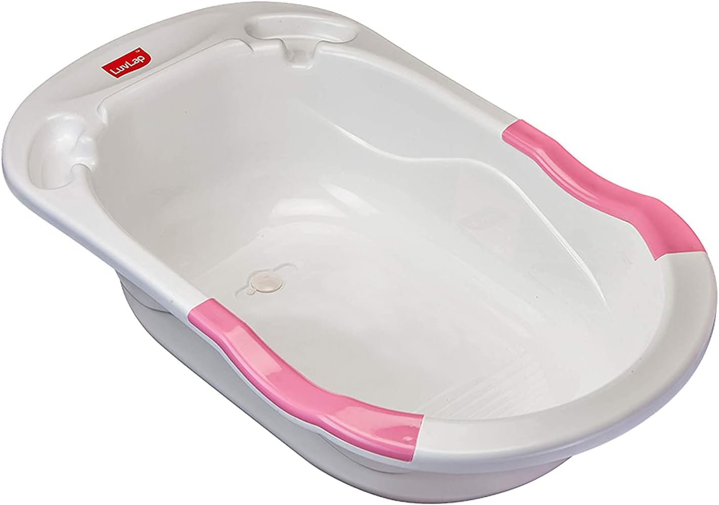LuvLap Baby Bath tub with Drain Plug, Ergonomic and Spacious, Soft Curved, Durable Non Toxic Material (Orange)