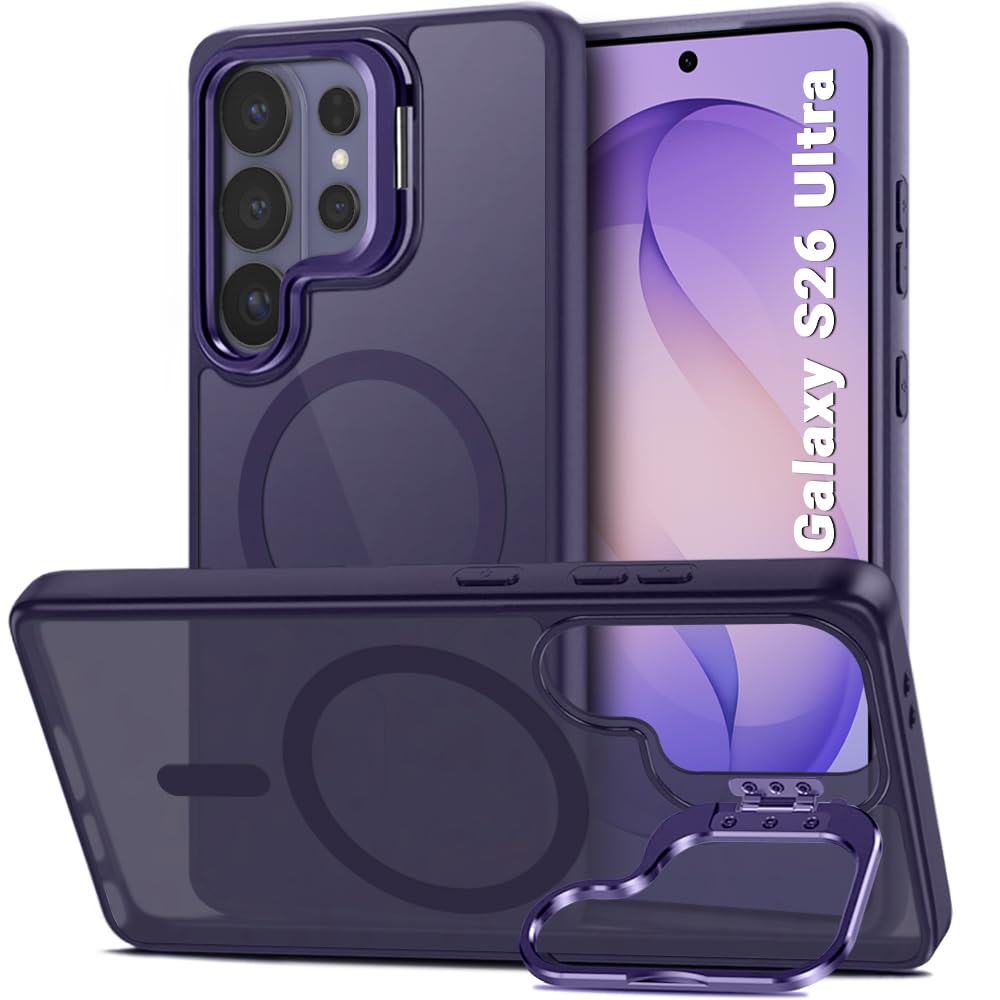 TheGiftKart for Samsung S26 Ultra Case | Matte Frosted Hard Back Cover | Built-in Stand | Hybrid Shockproof Galaxy S26 Ultra Back Cover Case (PC & TPU, MagSafe Compatible, Translucent Purple)-picture-26