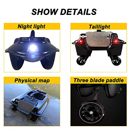 Afstandsbediening voerboot, fishfinder kan 1,5 kg aas laden, 500 m afstandsbediening voerboot, 5000 mAh batterij met grote capaciteit, met nachtlampje, geschikt voor meer, rivier, zee,5000mAh - Image 6