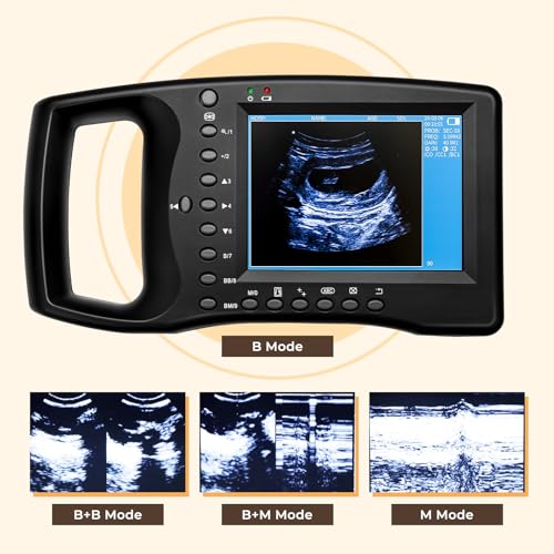 Ultraschall-Scanner Veterinär, Vet Portable B-Ultra Sound Scanner Maschine Bauernhof Tiere Haustier Mit 3,5 MHz Mechanische Sonde 8 Farbfelder Für Schafe, Hunde, Katzen Und Für Trächtigkeitstest
