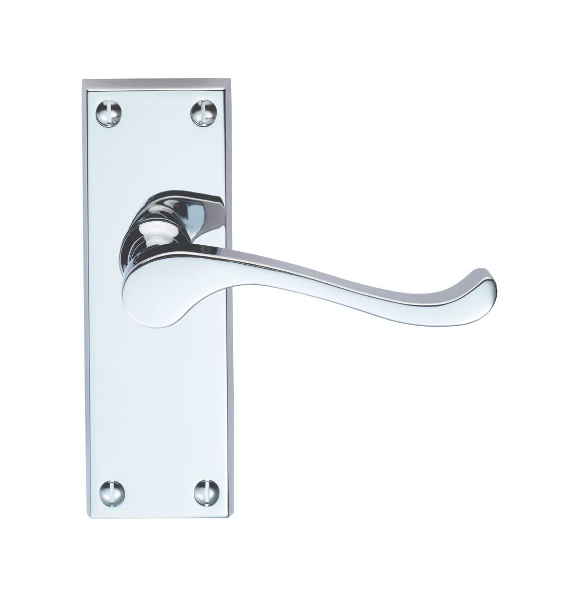 Carlisle Brass Victorian Scroll Lever on Face-Fix Backplate - Latch in Polished Chrome