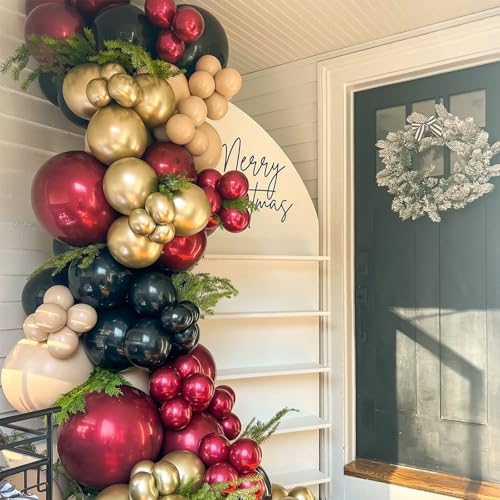 Image of 108Pcs Double Stuffed Burgundy Balloon Garland Arch Kit