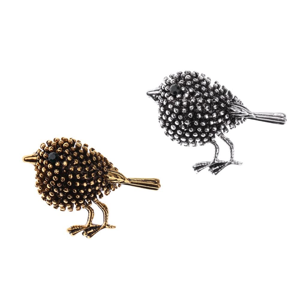 2 Piezas Mujer Flor Boda Broche pájaro Animal Cristal Ramillete Collar Insignia broches Accesorios Ropa