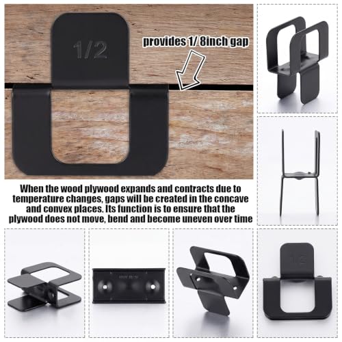 Image of Hicarer 100 Pcs Plywood H Clips for Roofing Panel Plywood Sheathing Clip, Steel Box Clips Panel Edge Sheathing Clip Quick Installation-hot Dipped Galvanized for Extended Life (Black,1 /2 Inch)