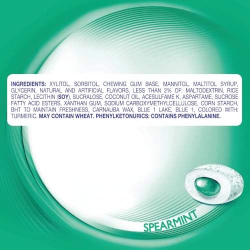 Image of Mentos Pure Fresh Sugar‑Free Chewing Gum with Xylitol, Spearmint, Mini Nano Bottles, Miniature Pack Size, 10 Pieces (Pack of 10)
