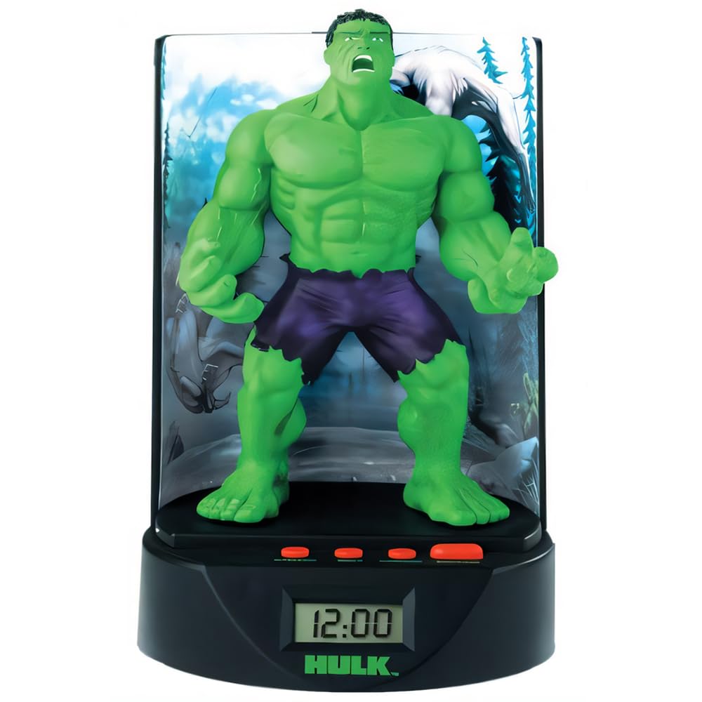 MARUKATSU Hulk Sveglia, display digitale LCD Display, sveglia con figura, figura Hulk Marvel 16 cm - Figure di Hulk (HULK21919)