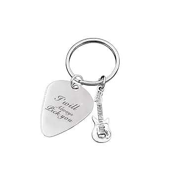 Amazon.co.jp: ZUNON ギターピック キーチェーン 刻印 I Pick