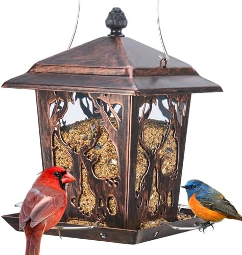 Kingsyard Metal Bird Feeder for Outdoor Hanging - Unique Design W...