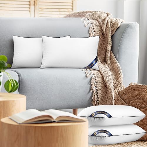 Utopia Bedding Throw Pillow Inserts (Pack of 4, White), 12 x 20 Inches Decorative Indoor Pillows for Sofa, Bed, Couch, Cushion Sham Stuffer