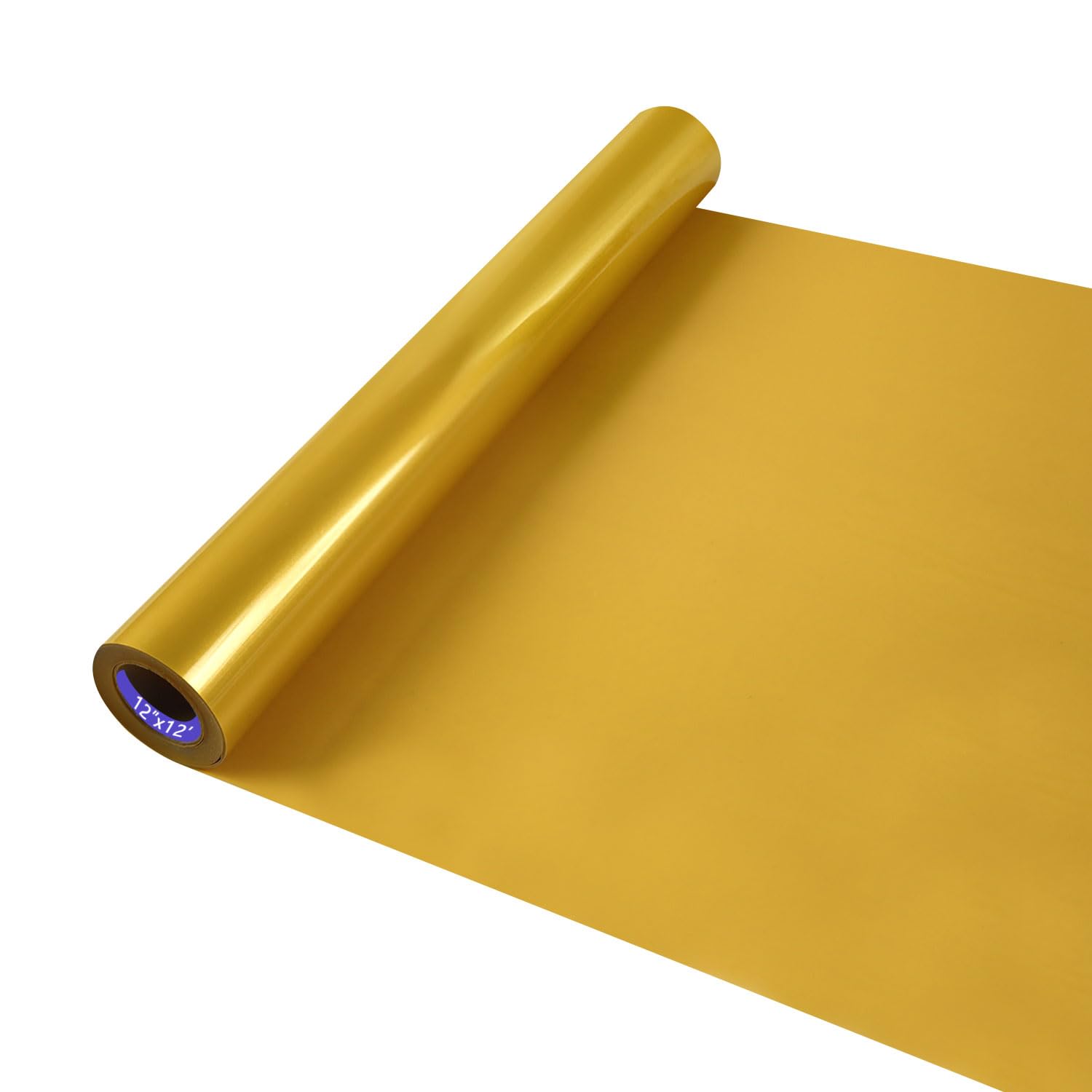 HTV Iron on Vinyl 12Inch by 12ft Roll HTV Heat Transfer Vinyl for T-Shirt HTV Vinyl Rolls for All Cutter Machine - Easy to Cut &amp; Weed for Heat Vinyl Design (Bright Gold, 12ft)