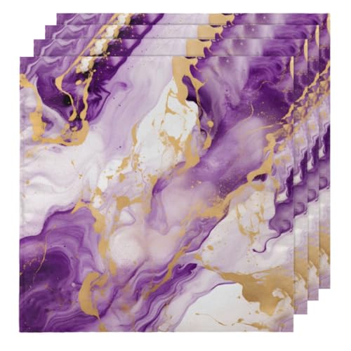 Servilletas de Tela Marmol Morado Oro Set 6 20x20 miniatura 1