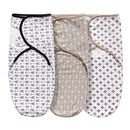 Image of LITTLE TOTS Swaddle Blanket for Baby Girl Boy Easy Change Infant Wrap 3 Pack Adjustable Sleep Sack for Newborn Babies 0-3 Month (Arrows & Cross)