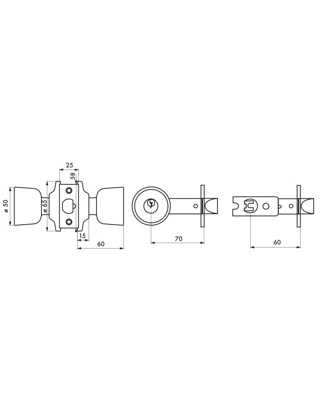THIRARD Serrure Horizontale Tubulaire en Applique, Axe Réglable, Doré | Acier embouti, axe réglable 60-70 mm, pêne réversible, condamnation intérieure, 3 clés nickelées, pose en applique