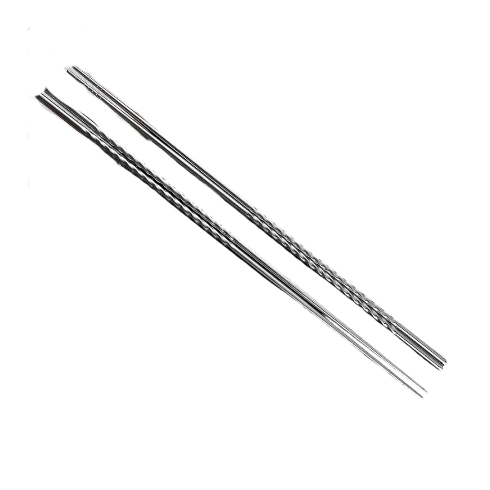 CAZSTYK 2 Pairs Long Stainless Steel Chopsticks with Nonslip Threaded Cooking Utensils Suitable for and Serving Chopsticks