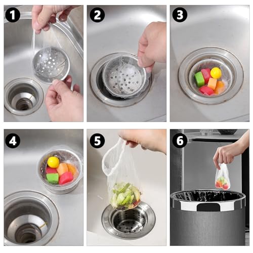 cobee 200 Pcs Kitchen Sink Strainer Mesh Bag, Disposable Drain Covers Anti-Clogging Drain Filter, Strainers Fine Mesh For Collecting Kitchen Food Waste Leftover Garbage - Thumbnail 6