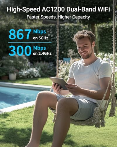 Image of BrosTrend AC1200 Outdoor Access Point Long Range, IP65 Weatherproof Gigabit WiFi Access Point, Dual Band 5GHz + 2.4G, PoE Powered, with Passive PoE Injector, Universal Compatible, WAP for Yard Farm RV