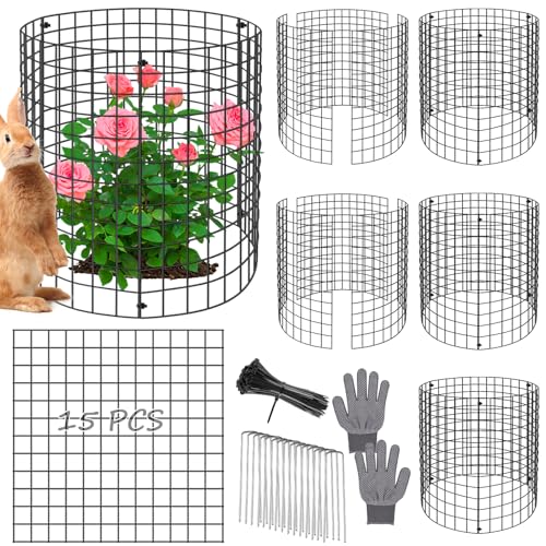 Aifanss Plant Protectors from Animals 15pcs 12x12 Inch Metal Plant Cages for Garden Vegetables Protectors to Keep Chicken Bunny Squirrel Out Wire Chicken Wire Cloche with Zip Ties and Stakes