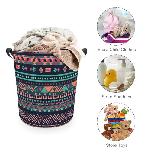 Panier à linge pliable imperméable 44cm à motif aztèque coloré