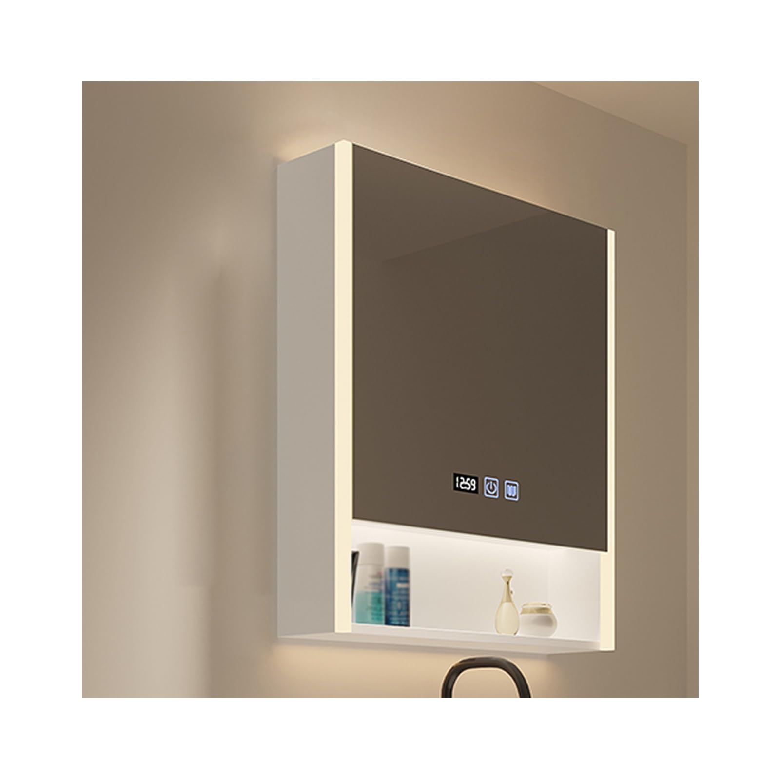 Armadietto da bagno salvaspazio con ripiani a specchio, 60 cm, multi strato, facile da installare e comodo per nizing, ideale per piccoli