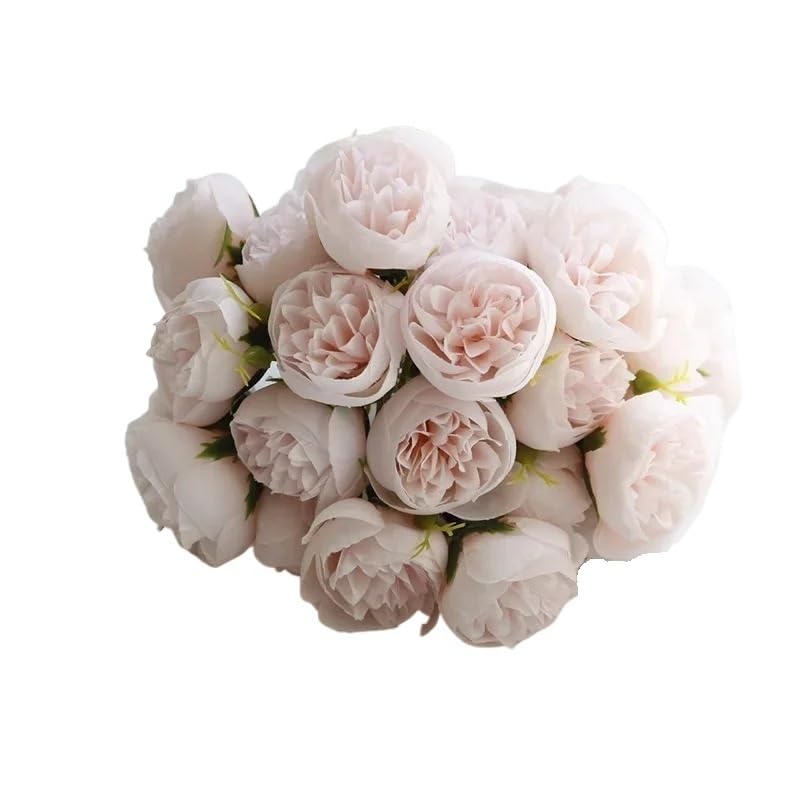 MBACODAI Ramo de 27 Rosas Rosas y peonías Artificiales de Seda for arreglos de Mesa y jarrones, decoración for Bodas y hogar.(Light Pink)