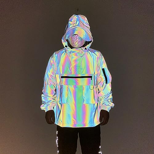 Chaqueta reflectante para hombre con capucha y bolsillos miniatura 2