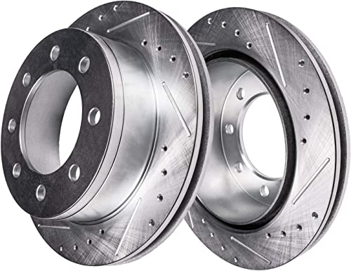 Image of Detroit Axle - 4WD Brake Kit for Ford 00-05 Excursion, 00-04 F-250 F-350 Super Duty, Drilled Brake Rotors Ceramic Brake Pads Rear Brake Calipers Replacement [13.03 inch Front & 12.83 inch Rear Rotors]